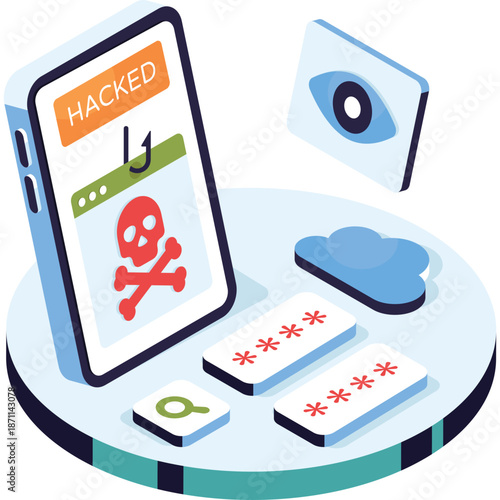 Cybersecurity threats: Hacked phone, password protection, and surveillance