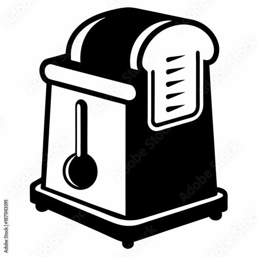 Black and white toaster icon kitchen appliance bread breakfast food illustration graphic design element