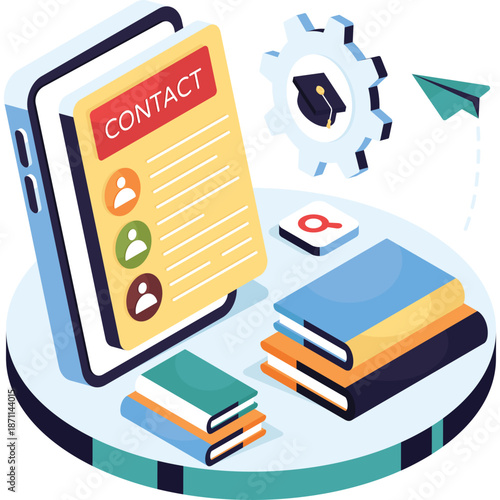 Digital Contacts and Education Concept