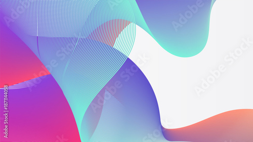 Abstract Pastel Gradient Background with Elegant Soft Fluid Waves, Modern Minimalist Flowing Shapes and Creative Vibrant Light Elements on White Backdrop