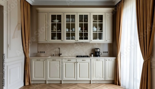 Interior design of kitchen cabinets.