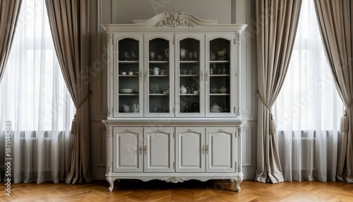 A vintage cupboard for storing dishes.