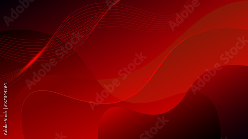 Abstract Red Background with Elegant Layered Fluid Waves, Modern Dynamic Glowing Lines and Creative Deep Crimson Gradient Shapes for Luxury and Tech Design