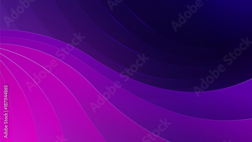 Abstract Purple and Magenta Gradient Background with Dynamic Layered Curves, Modern Minimalist Fluid Wave Shapes and Creative Glowing Lines on Dark Backdrop
