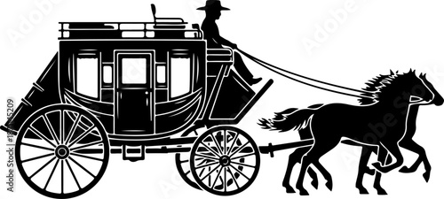 Horse-Drawn Carriage Silhouette – Vintage Transportation Art

Classic Royal Carriage with Horses Silhouette Illustration

Old-Fashioned Horse Carriage – Elegant Black Silhouette Design