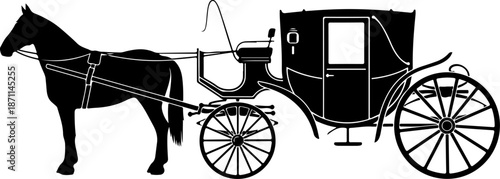 Horse-Drawn Carriage Silhouette – Vintage Transportation Art

Classic Royal Carriage with Horses Silhouette Illustration

Old-Fashioned Horse Carriage – Elegant Black Silhouette Design