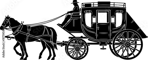 Horse-Drawn Carriage Silhouette – Vintage Transportation Art

Classic Royal Carriage with Horses Silhouette Illustration

Old-Fashioned Horse Carriage – Elegant Black Silhouette Design