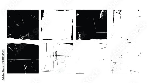 Set of 6 Black and White Grunge Texture Overlays