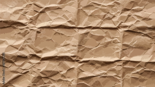 Crumpled Brown Kraft Paper Texture Background