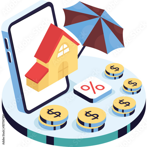 Digital Home Insurance and Financial Planning Illustration
