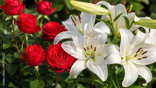 White Lilies and Red Roses Garden.