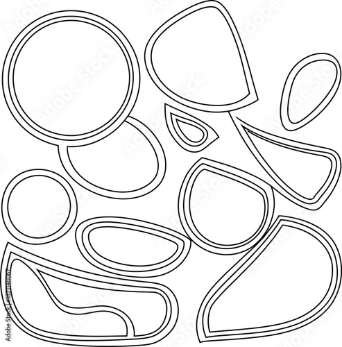 Abstract black and white of overlapping shapes