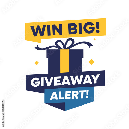 give away ,Gift Box with Ribbon and Giveaway Alert.