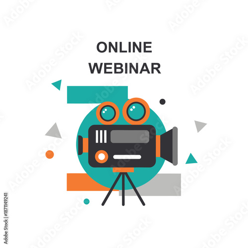 Online Webinar Camera Equipment Setup Illustration.