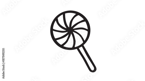 Simple black and white swirl lollipop icon on transparent background silhouette