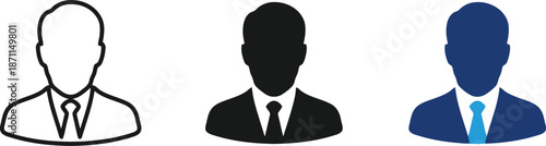 businessman, professional, avatar, suit, tie, profile, user, icon, silhouette, person, employee, manager, corporate, business, worker, human, identity, account, member, man, male, vector, design, grap