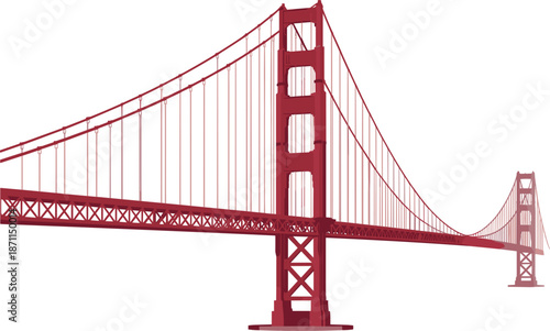 Red Golden Gate Bridge suspension bridge structure with cables and towers Keywords: golden gate bridge, san francisco, bridge