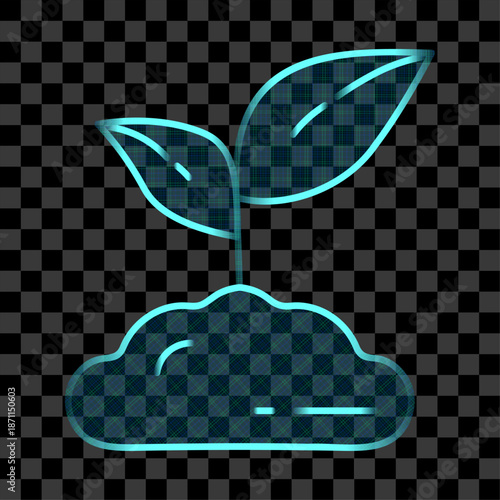 gardening icon. liquid glass gardening symbol, transparent modern icon on light and dark background. UI and UX glossy design. vector illustration.