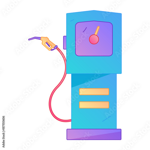 Car Gas Station Energy Service Gradient Flat Vector Illustration Electric Vehicle Charging Pile Asset
