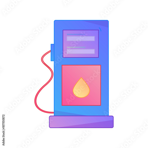 Car Gas Station Energy Service Gradient Flat Vector Illustration Electric Vehicle Charging Pile Asset
