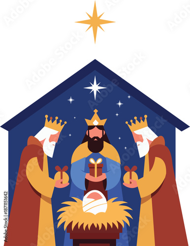 Three Kings Day Celebration Vector Illustration