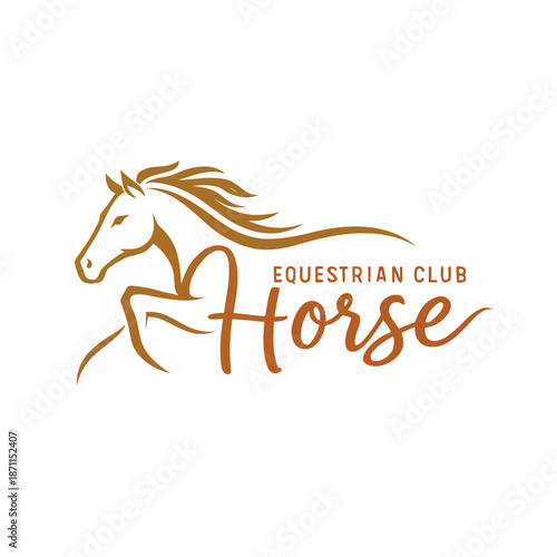 Equestrian club logo with horse silhouette and elegant text