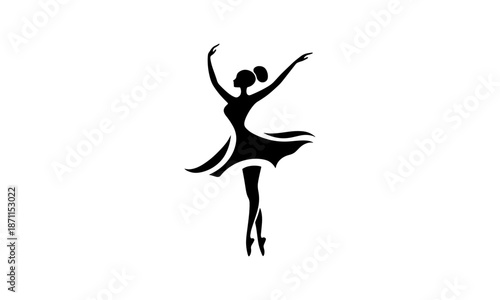 Vector silhouette of a ballerina. Ballerina dances ballet.