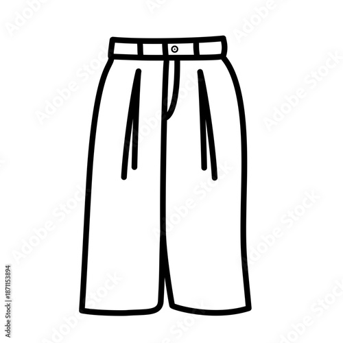 Trouser Line Art Illustration, Minimalist Clothing Vector Icon, Casual Pants Outline Artwork, Fashion and Apparel Design Concept
