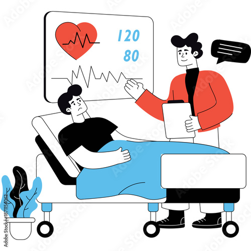Doctor checking patient vital signs on monitor