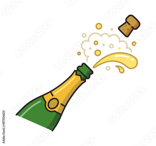 Champagne bottle popping cork for celebration party
