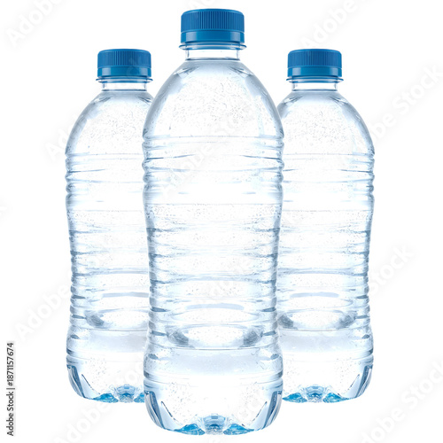 Clear Water Bottle Shown Against White Background Filled With Sparkling Water...