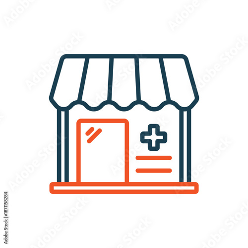 pharmacy icons outline and Flat Style,transparent background