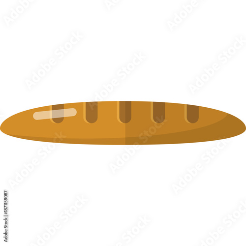 Flat illustration of a crusty baguette