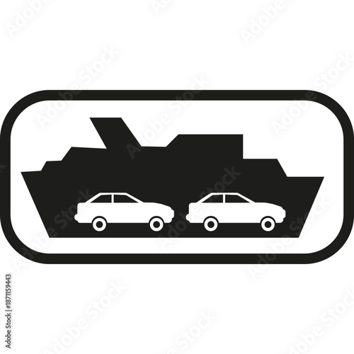 Ferry Boat and Cars Icon