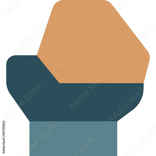 Fist raised in solidarity, power, and protest