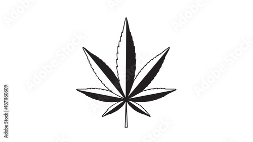 Stylized black cannabis leaf icon used as a simple plant emblem for modern branding and graphic design.