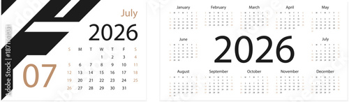 Calendar 2026. July 2026. Tear-off calendar. Personal organizer