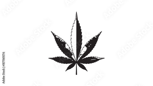 Stylized cannabis leaf silhouette icon representing hemp plant symbol for botanical illustration and nature imagery.