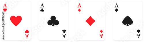 Four playing cards. Playing card suits icon. Suit deck of playing cards