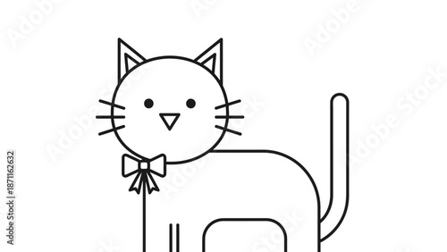 A simplistic illustration of a cat wearing a bow tie