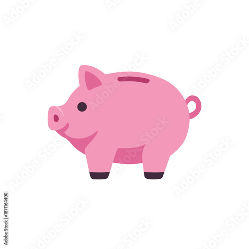 Pink piggy bank money saving pig figure, colorful icon, flat style vector illustration