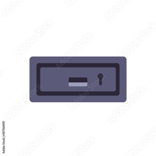 Cash drawer register compartment with lock slot, colorful icon, flat style vector illustration
