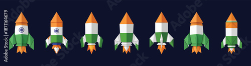 India Tricolour Rocket Set Symbolizing Growth and Innovation