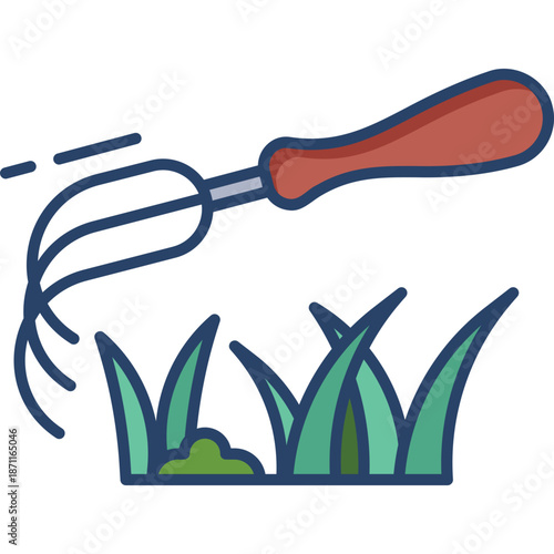 Gardening Tool Raking Grass Icon
