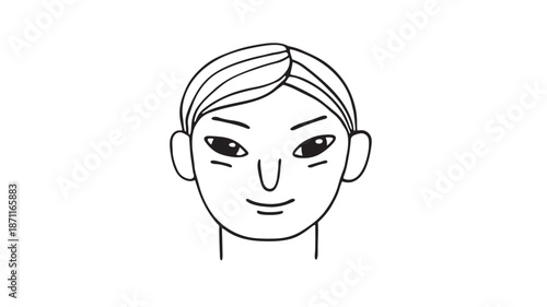Elegant woman s face drawing simple lines sketch style on transparent background silhouette
