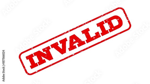 Invalid rubber stamp icon animation with red letters on green screen background