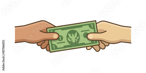 Hands exchanging money dollar bill cash payment concept