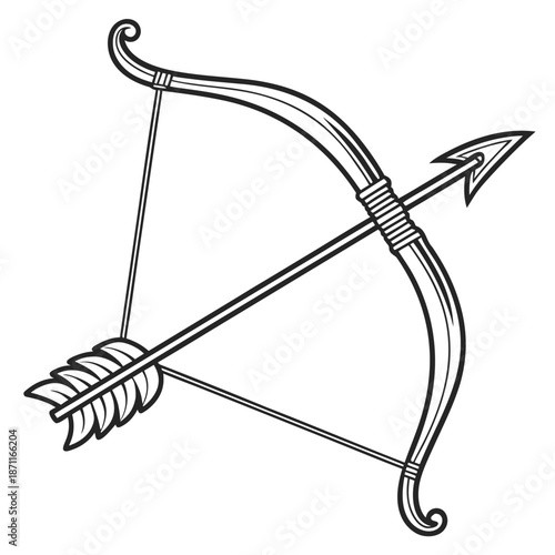 Sleek metal bow tightly drawn with arrow drawn bow 1