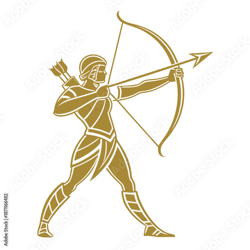 Solid gold archer symbol with arrow aligned 1