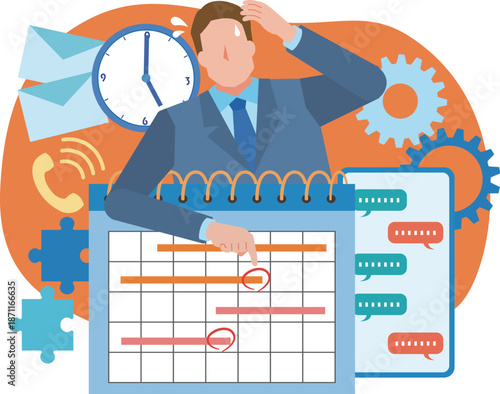 納期に追われて多忙なビジネスマン